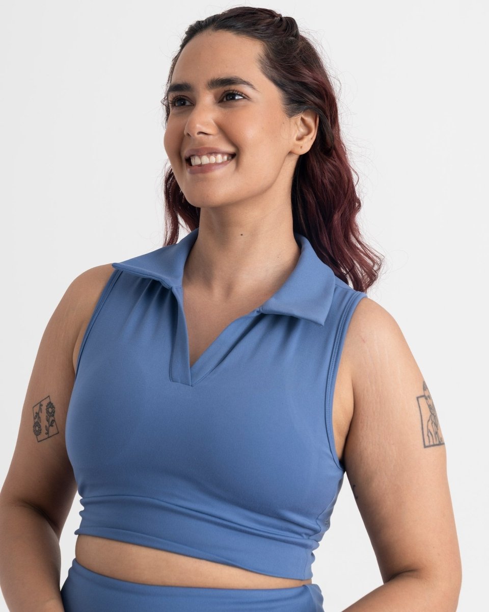 Zen Cheerful Skort and Polo-Neck 2-in-1 Crop Top Co-ord Set
