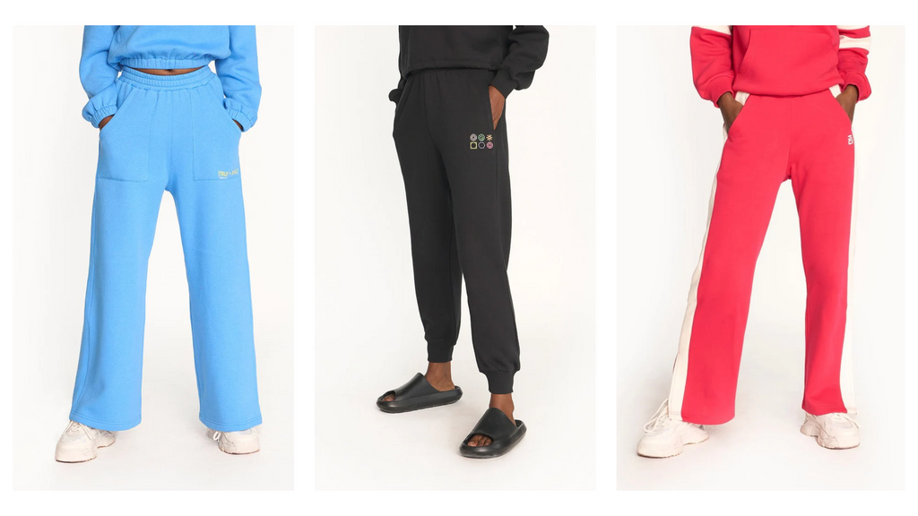 Women joggers options in blue, black and red 