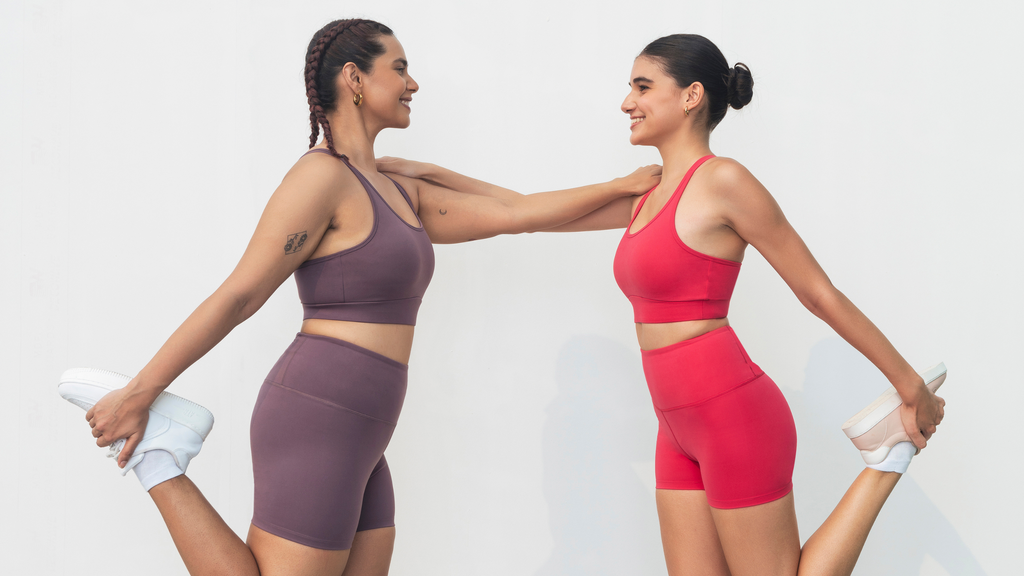 women exercising wearing hunnit's co-ord set  
