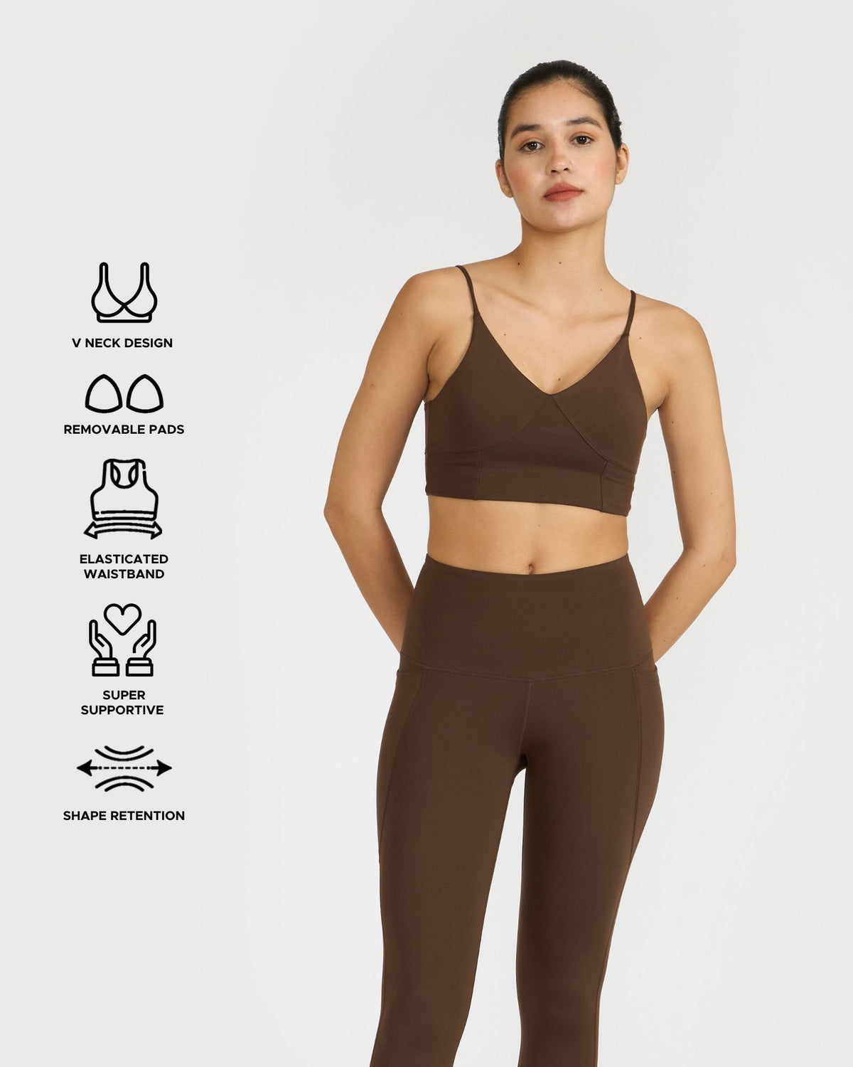 Zen Ankle Length Leggings and Padded V Neck Sports Bra Co-ord Set