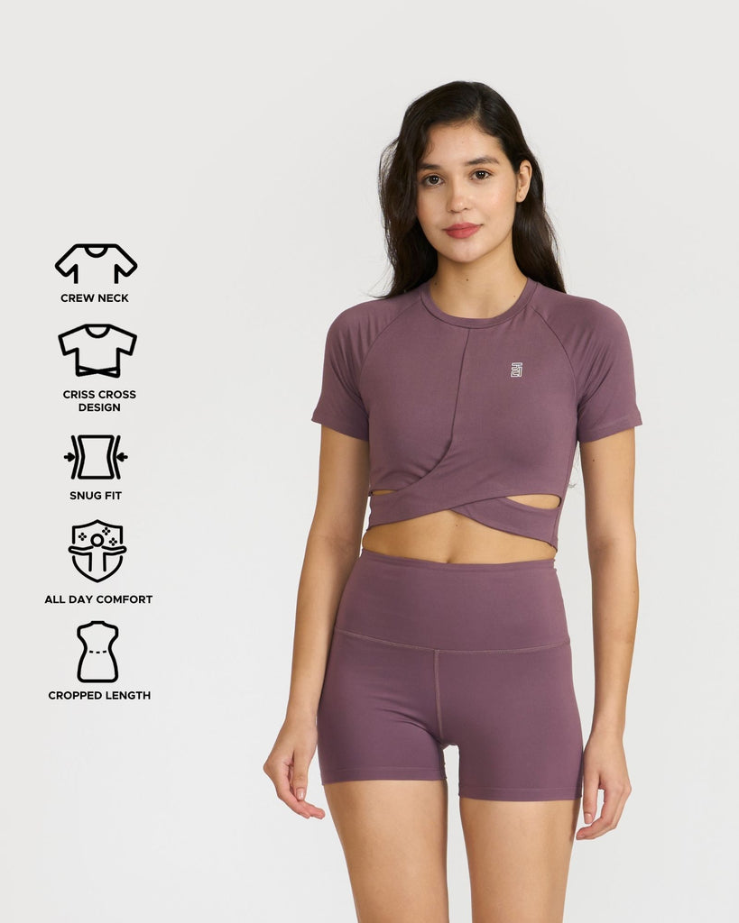 Hunnit Zen Front-Wrap Crop Top 