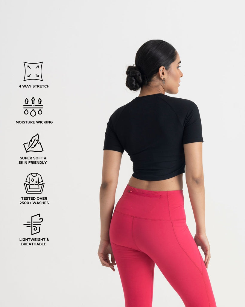 Hunnit Zen Front-Wrap Crop Top 