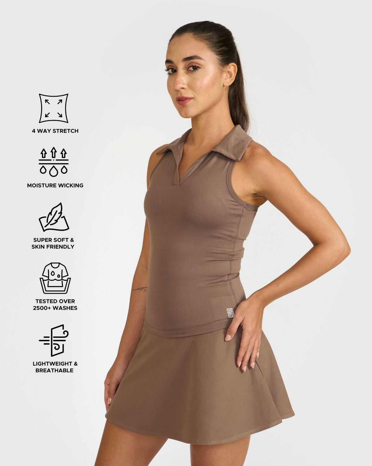 Zen Polo Neck Top with In-built sports bra & Cheerful Skorts Co-Ord Set