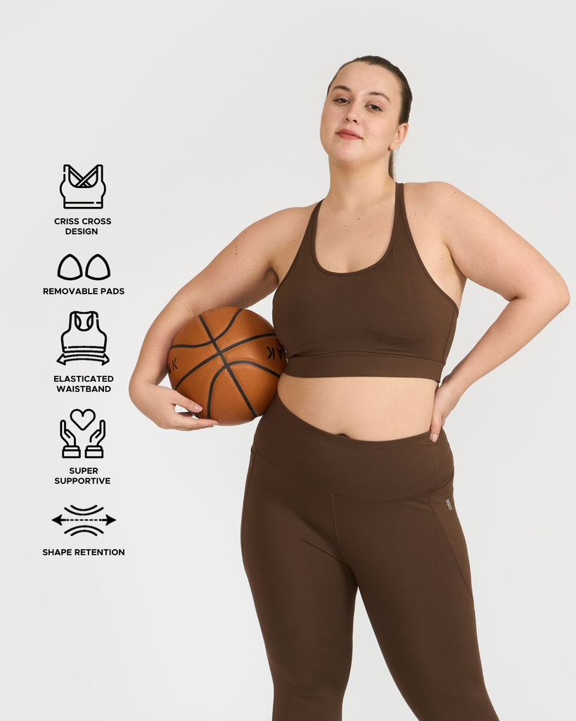 Hunnit Zen Capris and Round Neck Sports Bra Co-ord Set 