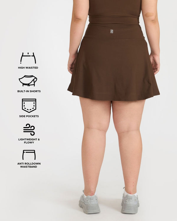 Zen Polo Neck Top with In-built sports bra & Cheerful Skorts Co-Ord Set