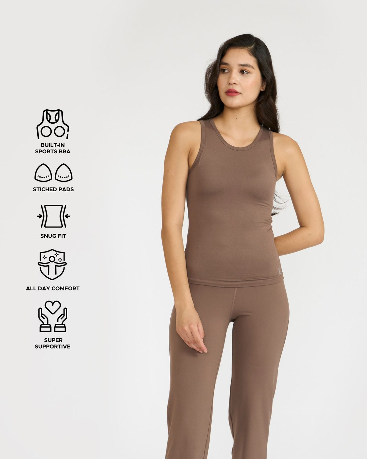 Zen tank top with in-built sports bra
