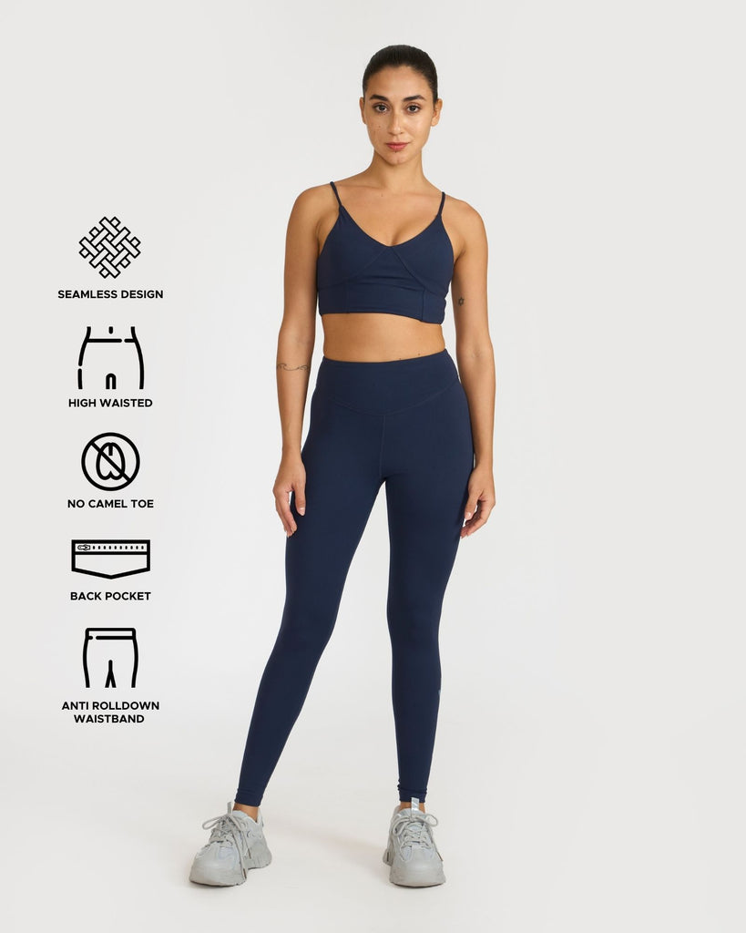 Hunnit Zen Seamless Leggings and V Neck Sports Bra Co-ord Set 