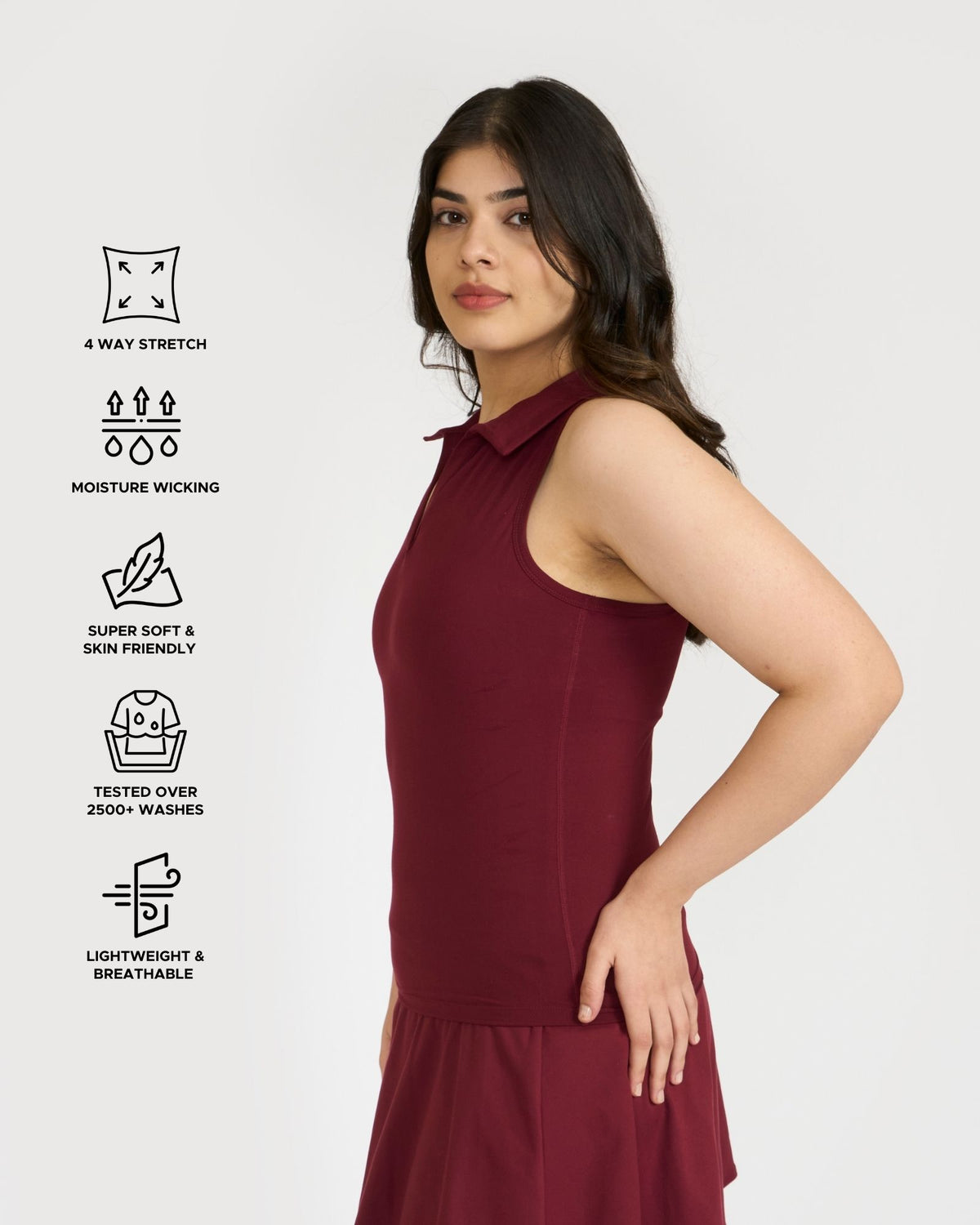 Zen Polo Neck Top with In-built sports bra & Cheerful Skorts Co-Ord Set