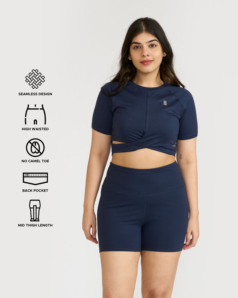 Hunnit Zen Shorts & Front Wrap crop top Co-ord Set Zen Shorts & Front Wrap crop top Co-ord Set