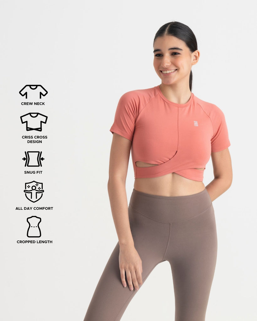 Hunnit Zen Front-Wrap Crop Top 