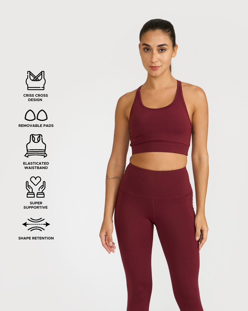 Hunnit Zen Capris and Round Neck Sports Bra Co-ord Set Zen Capris and Round Neck Sports Bra Co-ord Set