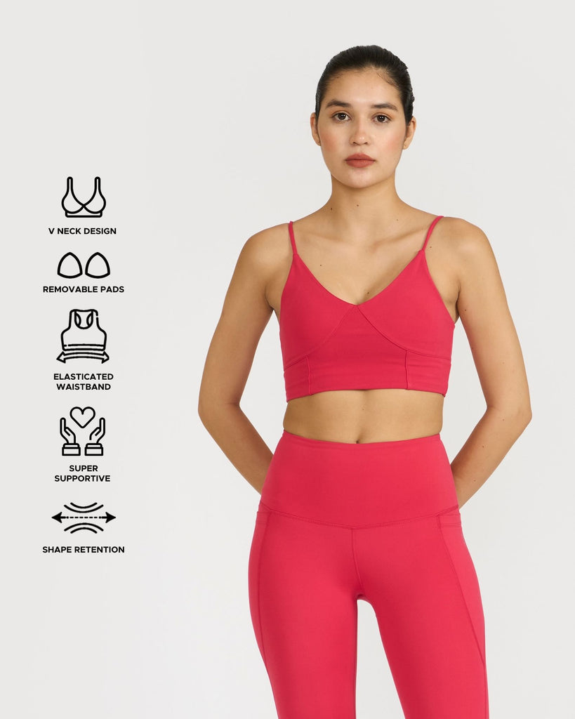 Hunnit Zen Seamless Leggings and Padded V Neck Sports Bra Co-ord Set Zen Seamless Leggings and V Neck Sports Bra Co-ord Set