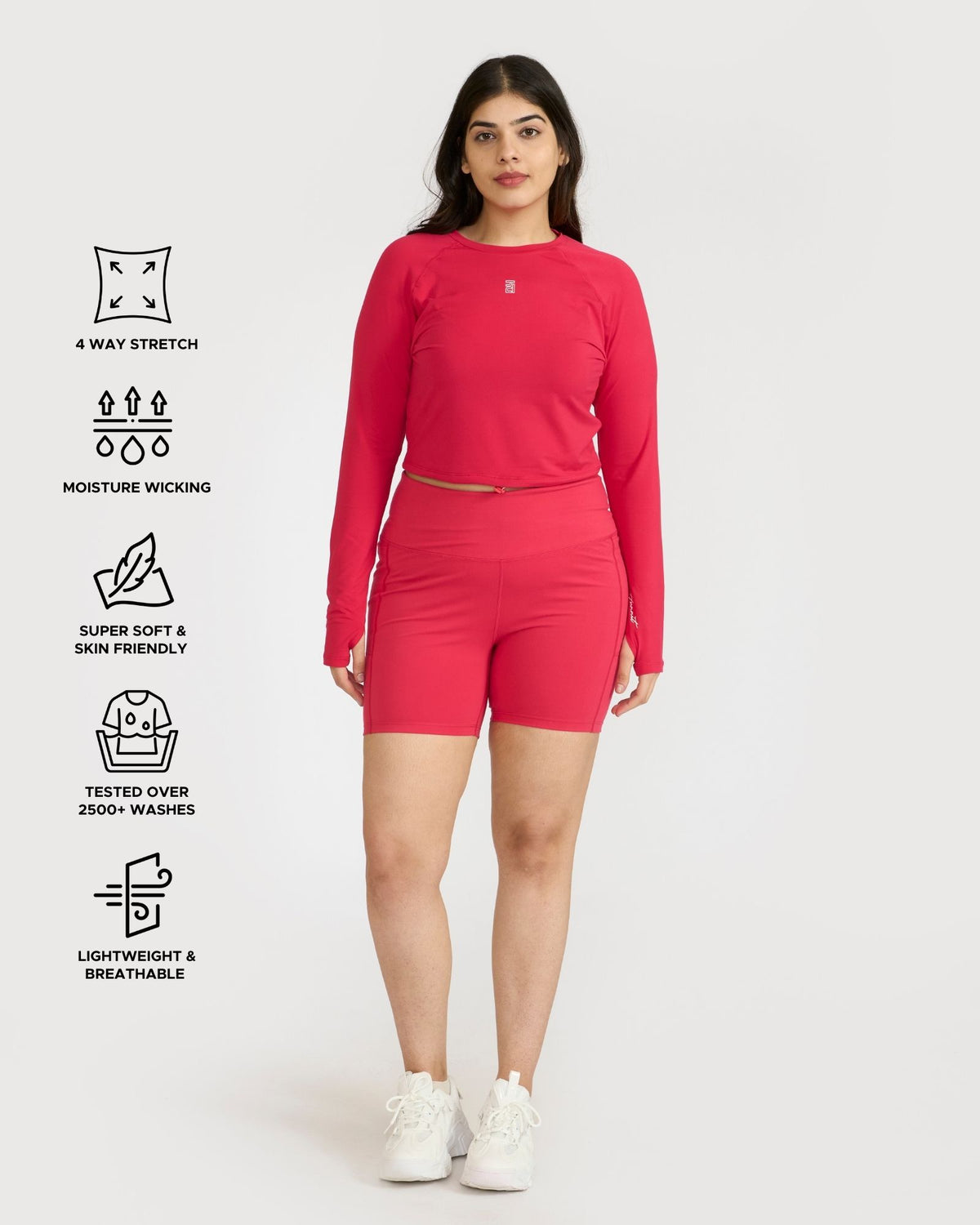 Zen Cycling Shorts & Full Sleeve Crop top Co-ord set