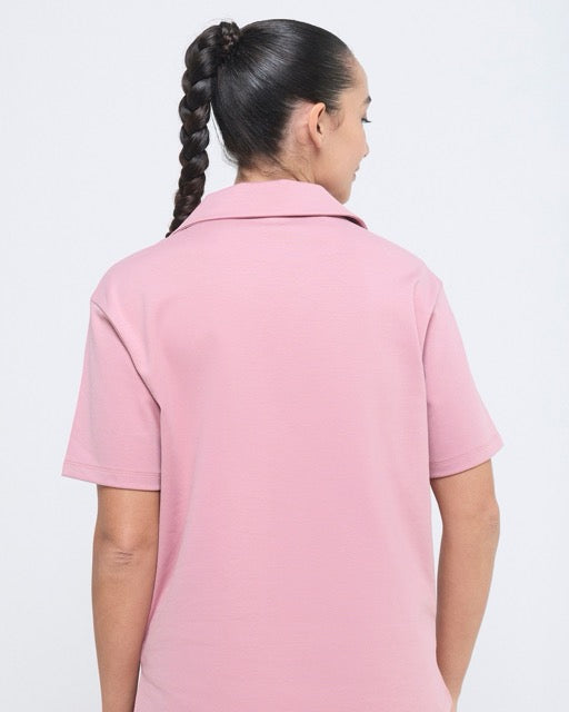 Hunnit Essential Polo Neck Half Sleeve & Straight pants co-ord set Essential Polo Neck Half Sleeve & Straight pants co-ord set
