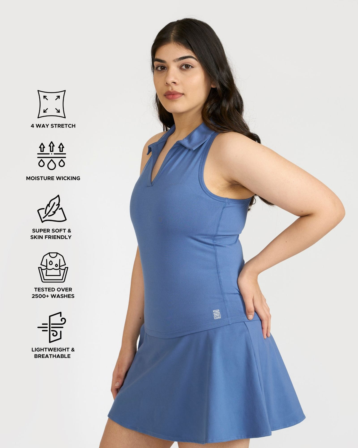 Zen Polo Neck Top with In-built sports bra & Cheerful Skorts Co-Ord Set