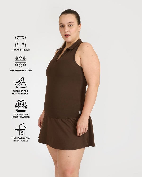 Zen Polo Neck Top with In-built sports bra & Cheerful Skorts Co-Ord Set