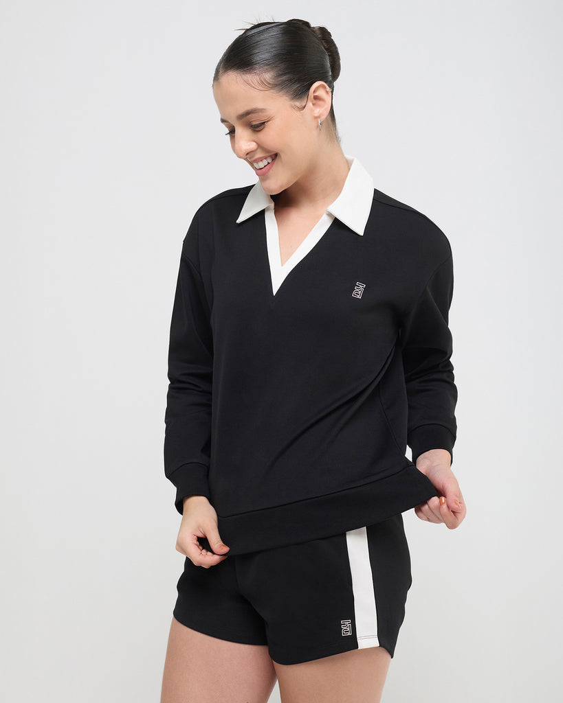 Hunnit Vintage Polo Neck Sweatshirt Vintage Polo Neck Sweatshirt