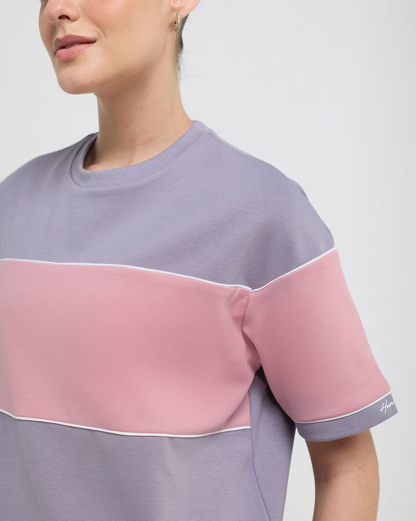 Hunnit Wave Crewneck Half Sleeve Top Wave Crewneck Half Sleeve Top