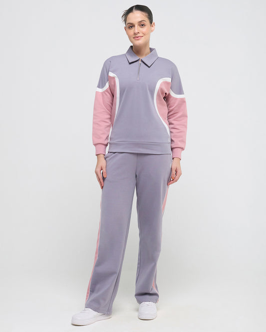 Wave Polo Neck with Straight Pants Co-ord Set