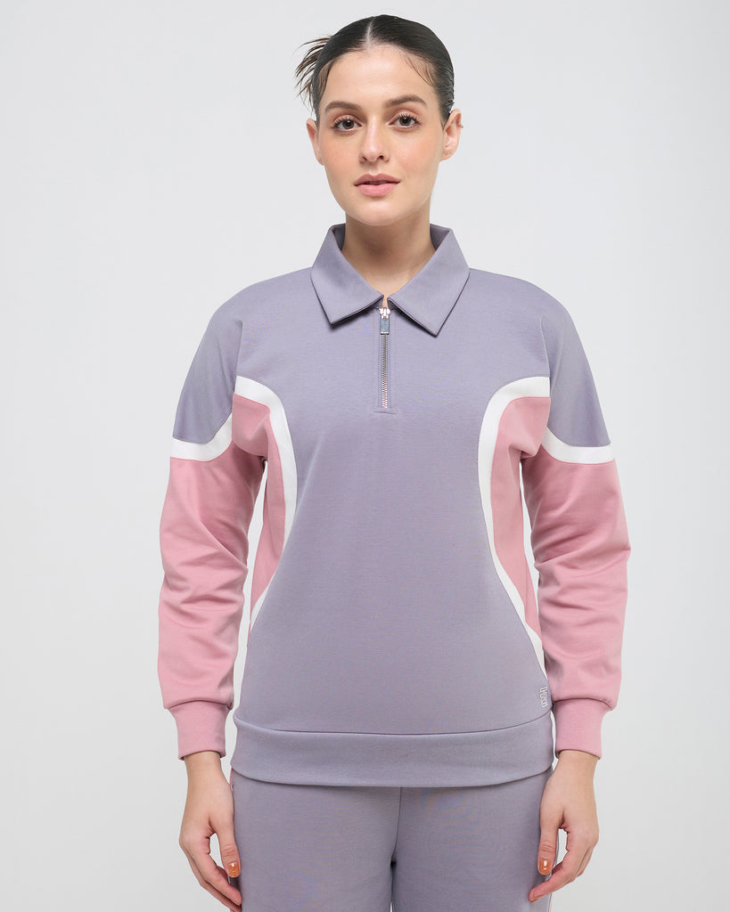 Hunnit Wave Polo Neck Sweatshirt - 1/4th Zipper Wave Polo Neck Sweatshirt - 1/4th Zipper