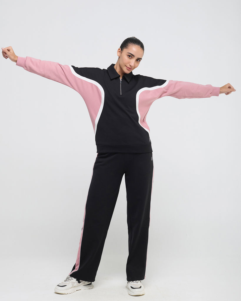 Hunnit  Wave Polo Neck Sweatshirt - 1/4th Zipper