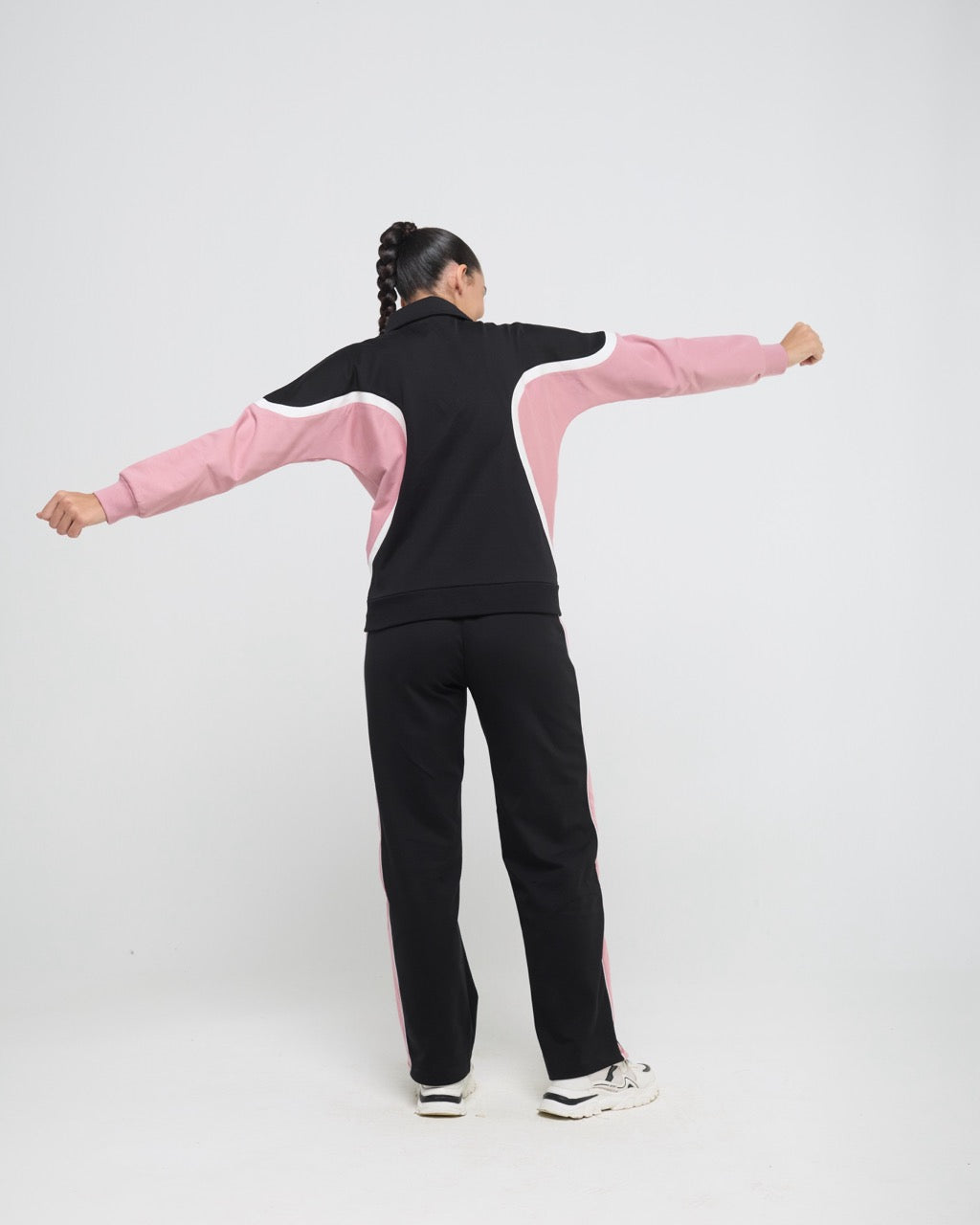 Wave Polo Neck with Straight Pants Co-ord Set