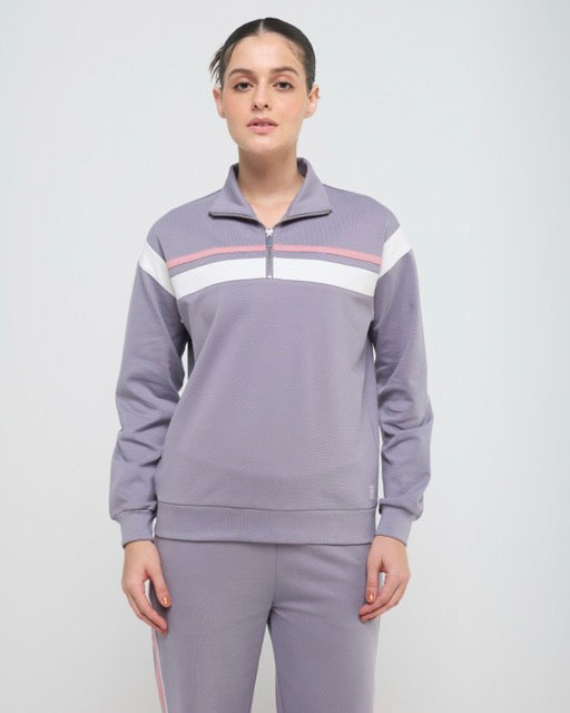 Wave High Neck Sweatshirt and Straight Pants Co-ord Set