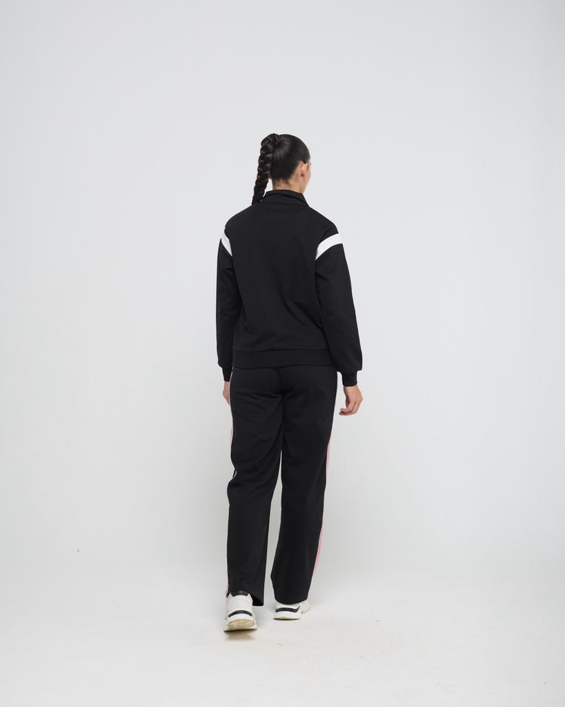 Hunnit Wave High Neck Sweatshirt and Straight Pants Co-ord Set Wave High Neck Sweatshirt and Straight Pants Co-ord Set