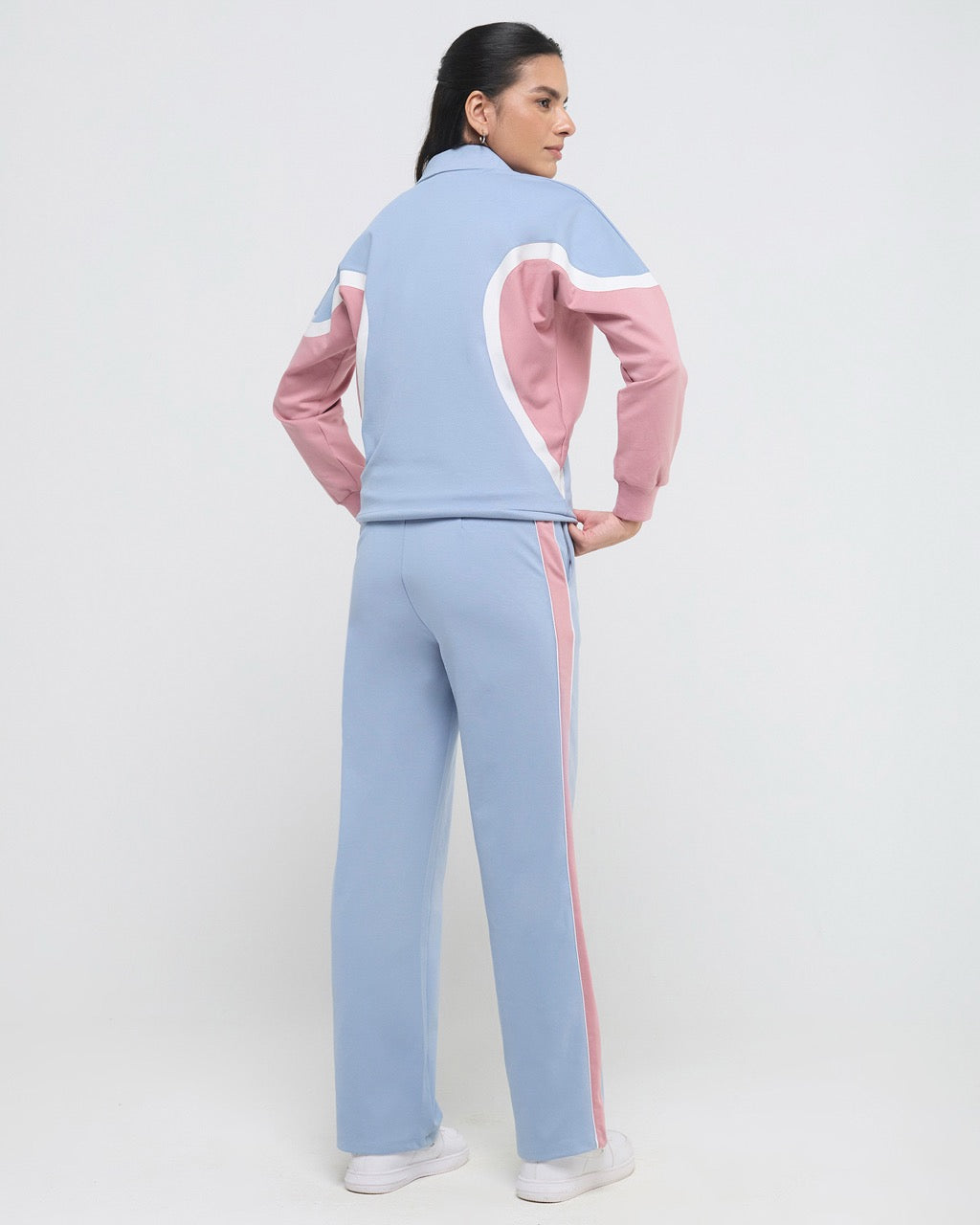 Wave Polo Neck with Straight Pants Co-ord Set
