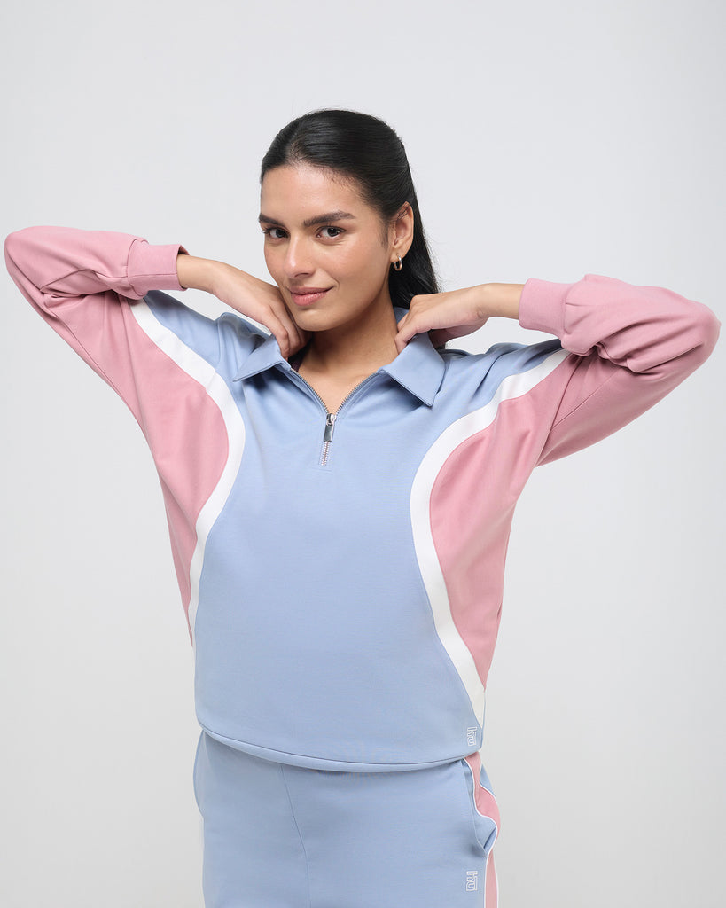 Hunnit Wave Polo Neck Sweatshirt - 1/4th Zipper Wave Polo Neck Sweatshirt - 1/4th Zipper