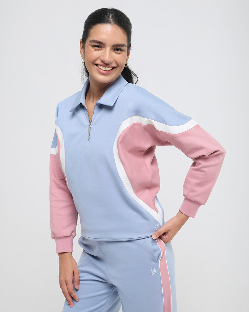 Hunnit Wave Polo Neck Sweatshirt - 1/4th Zipper Wave Polo Neck Sweatshirt - 1/4th Zipper