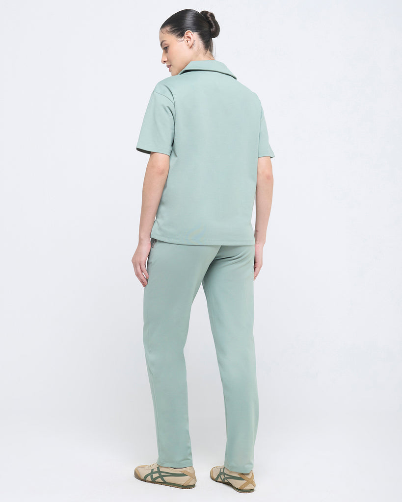 Hunnit Essential Polo Neck Half Sleeve & Straight pants co-ord set Essential Polo Neck Half Sleeve & Straight pants co-ord set