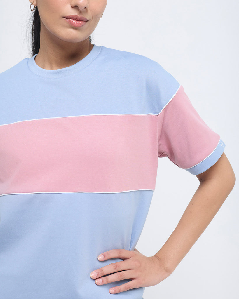 Hunnit Wave Crewneck Half Sleeve Top Wave Crewneck Half Sleeve Top