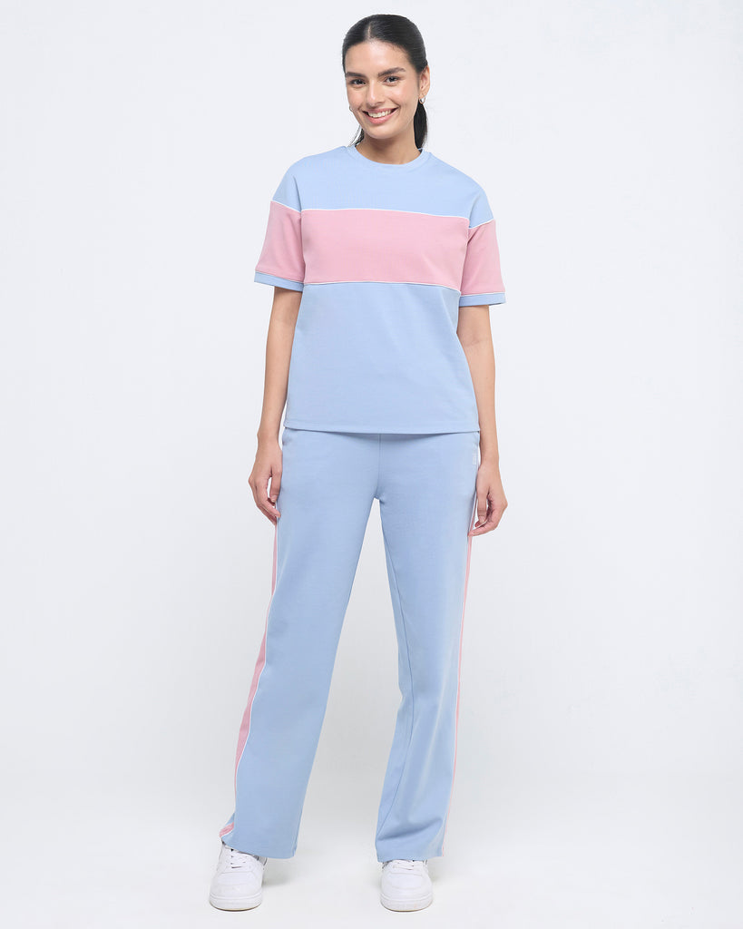 Hunnit Wave CrewNeck Top with Straight Pants Co-ord Set Wave CrewNeck Top with Straight Pants Co-ord Set
