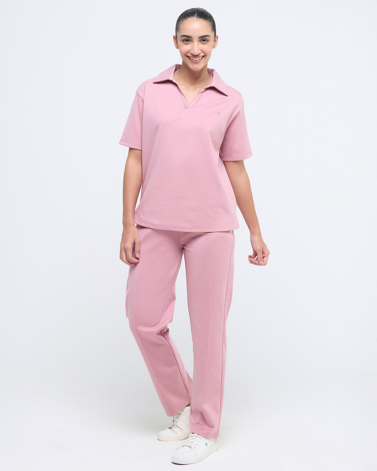 Essential Polo Neck Half Sleeve & Straight pants co-ord set