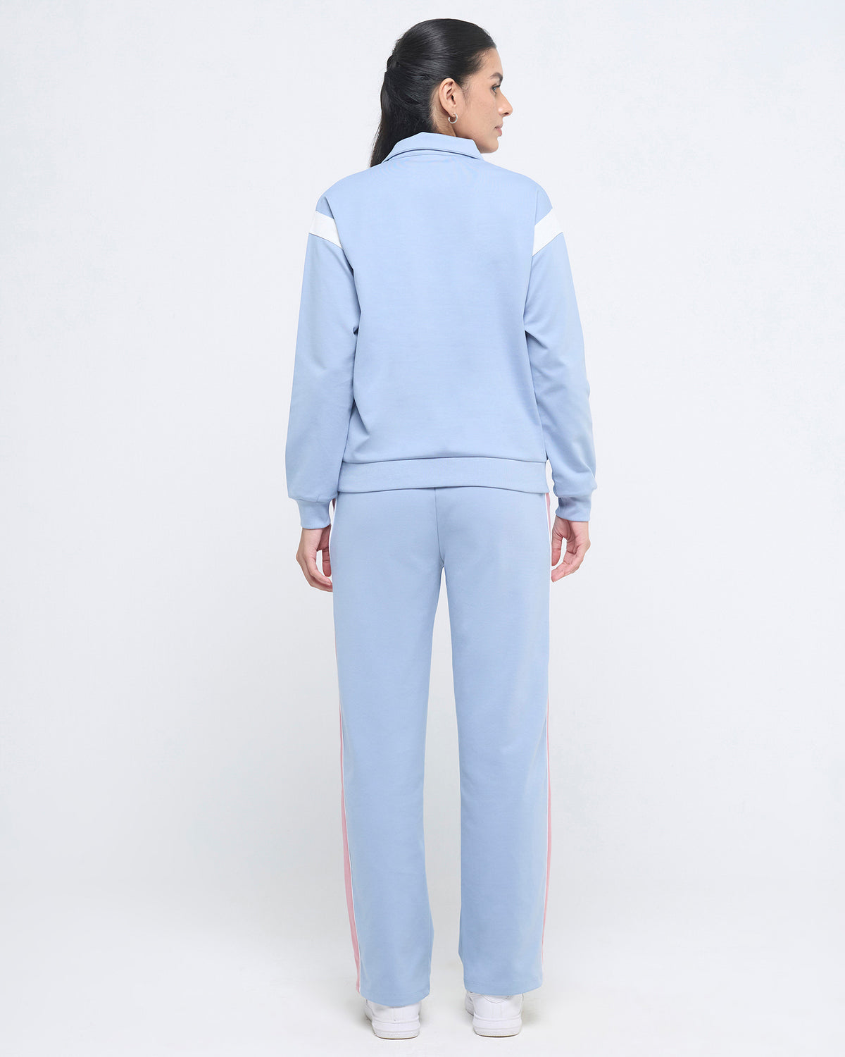 Wave High Neck Sweatshirt and Straight Pants Co-ord Set