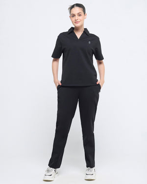 Essential Polo Neck Half Sleeve & Straight pants co-ord set