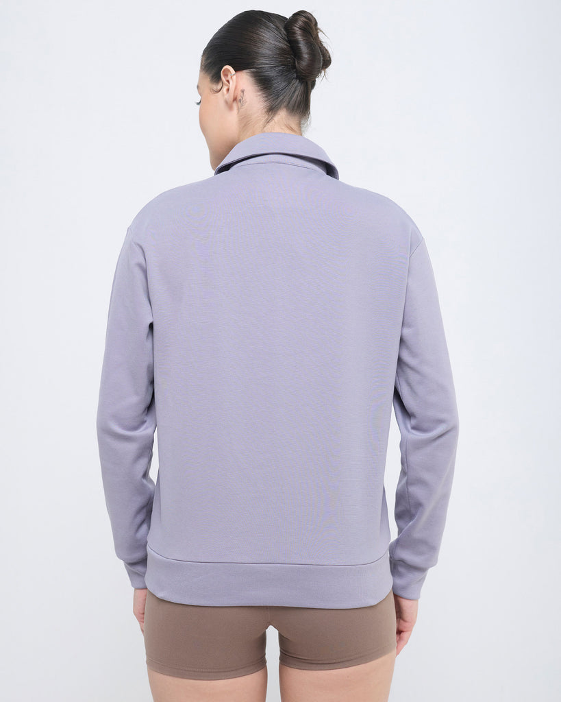 Hunnit Essential Polo Neck Sweatshirt - 1/4th Zipper Essential Polo Neck Sweatshirt - 1/4th Zipper