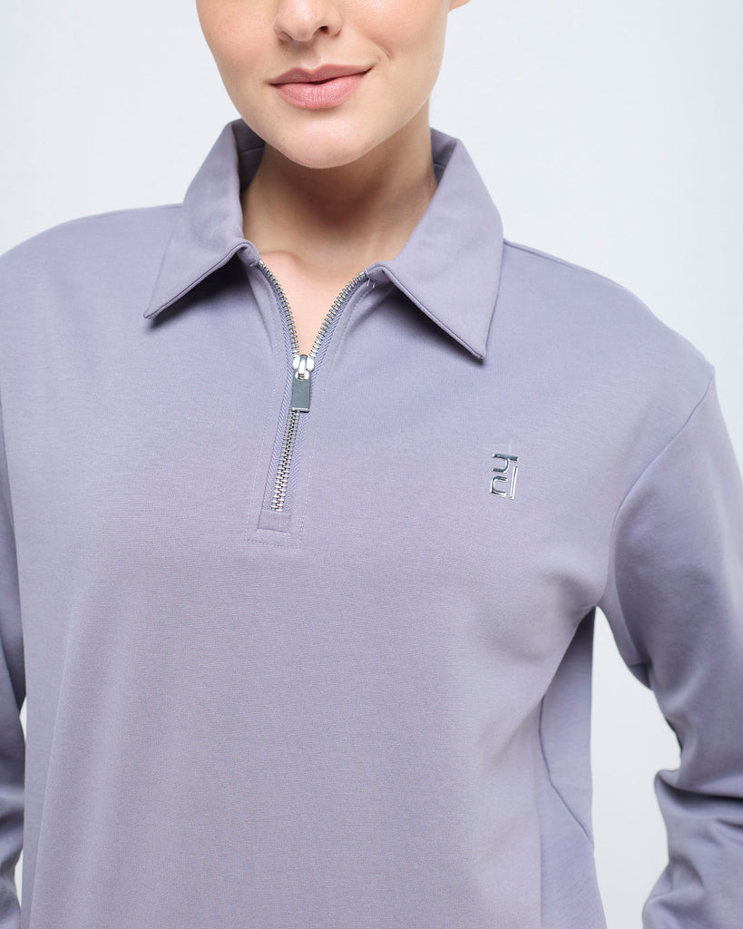 Hunnit Essential Polo Neck Sweatshirt - 1/4th Zipper Essential Polo Neck Sweatshirt - 1/4th Zipper