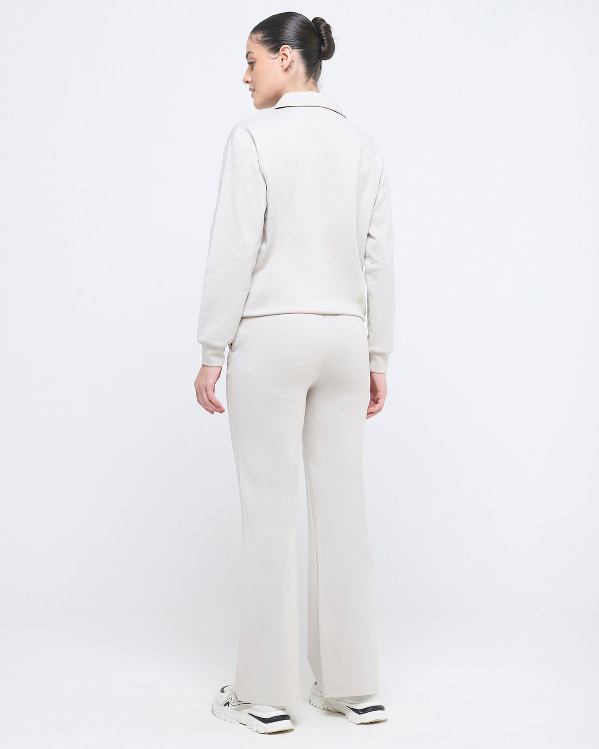Essential Polo Neck 1/4th Zipper & Flare Pants Co-ord Set
