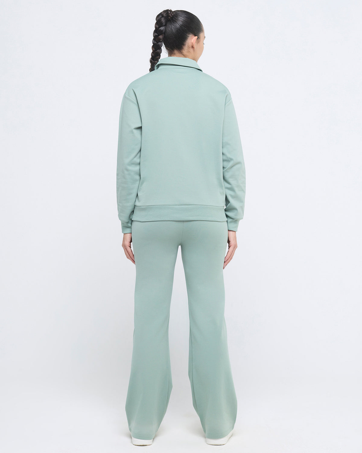 Essential Polo Neck 1/4th Zipper & Flare Pants Co-ord Set