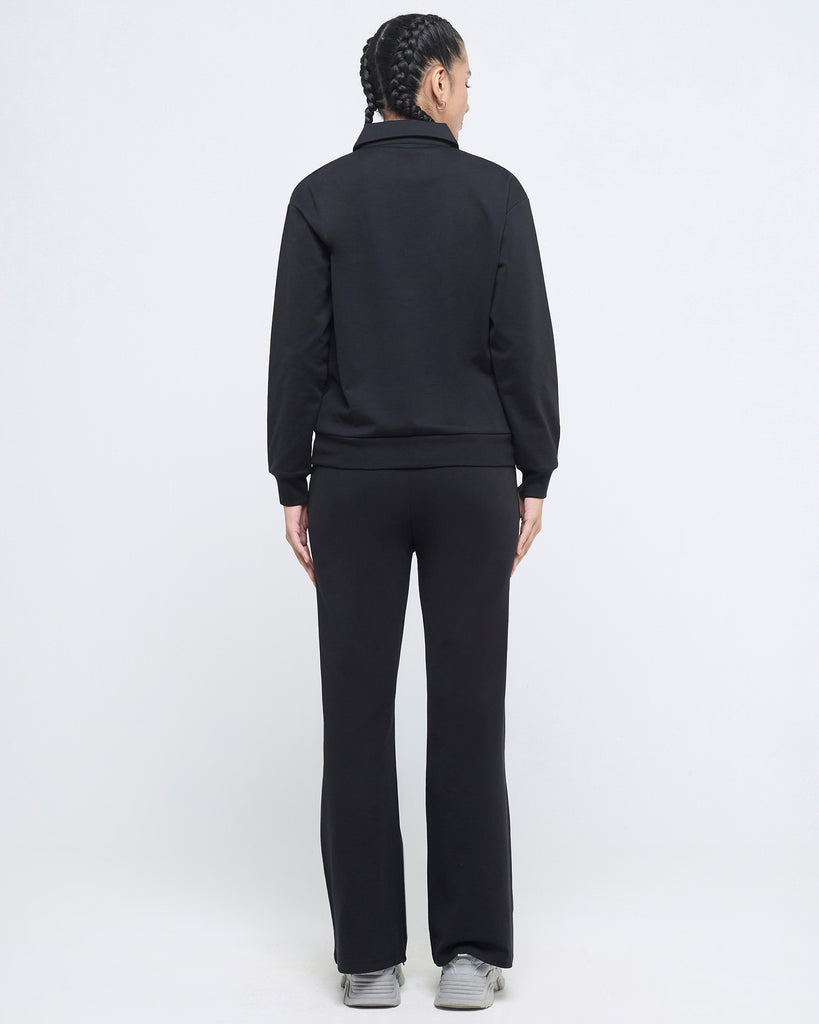 Hunnit Essential Polo Neck 1/4th Zipper & Flare Pants Co-ord Set Essential Polo Neck 1/4th Zipper & Flare Pants Co-ord Set