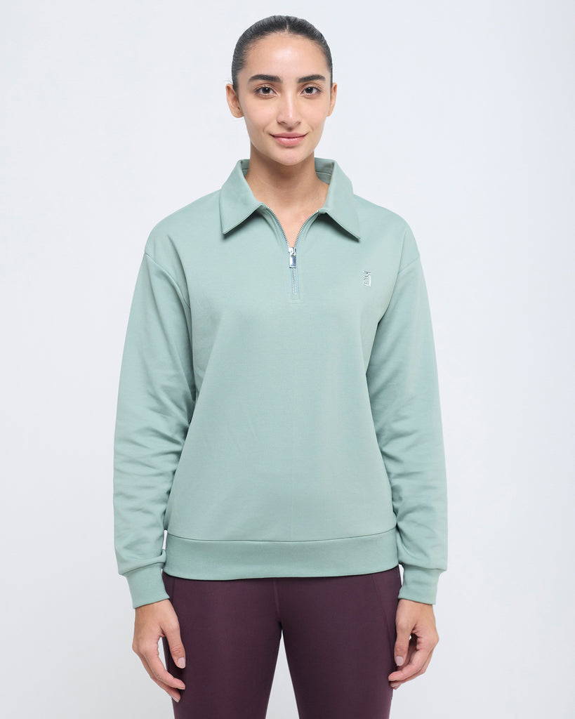 Hunnit Essential Polo Neck Sweatshirt - 1/4th Zipper Essential Polo Neck Sweatshirt - 1/4th Zipper