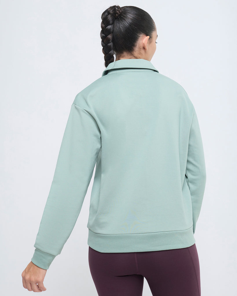 Hunnit Essential Polo Neck Sweatshirt - 1/4th Zipper Essential Polo Neck Sweatshirt - 1/4th Zipper