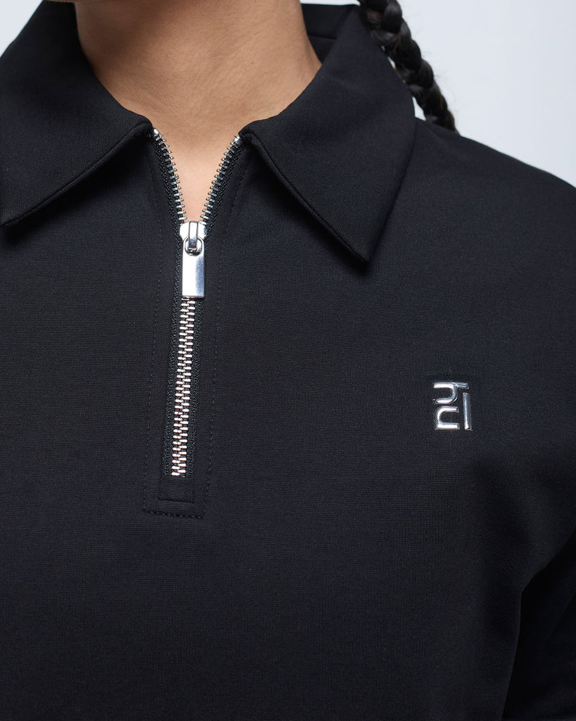 Hunnit Essential Polo Neck Sweatshirt - 1/4th Zipper Essential Polo Neck Sweatshirt - 1/4th Zipper