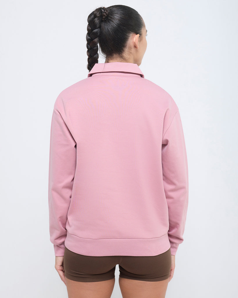 Hunnit Essential Polo Neck Sweatshirt - 1/4th Zipper Essential Polo Neck Sweatshirt - 1/4th Zipper