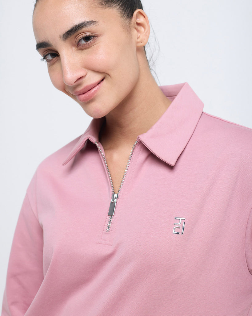 Hunnit Essential Polo Neck Sweatshirt - 1/4th Zipper Essential Polo Neck Sweatshirt - 1/4th Zipper