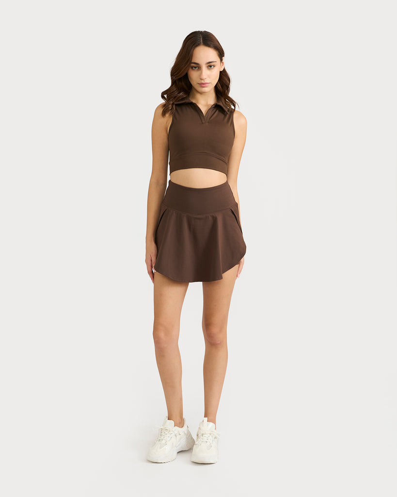 Hunnit Zen Nova Skorts & polo neck 2 in 1 Sports Bra Co-ord Set 
