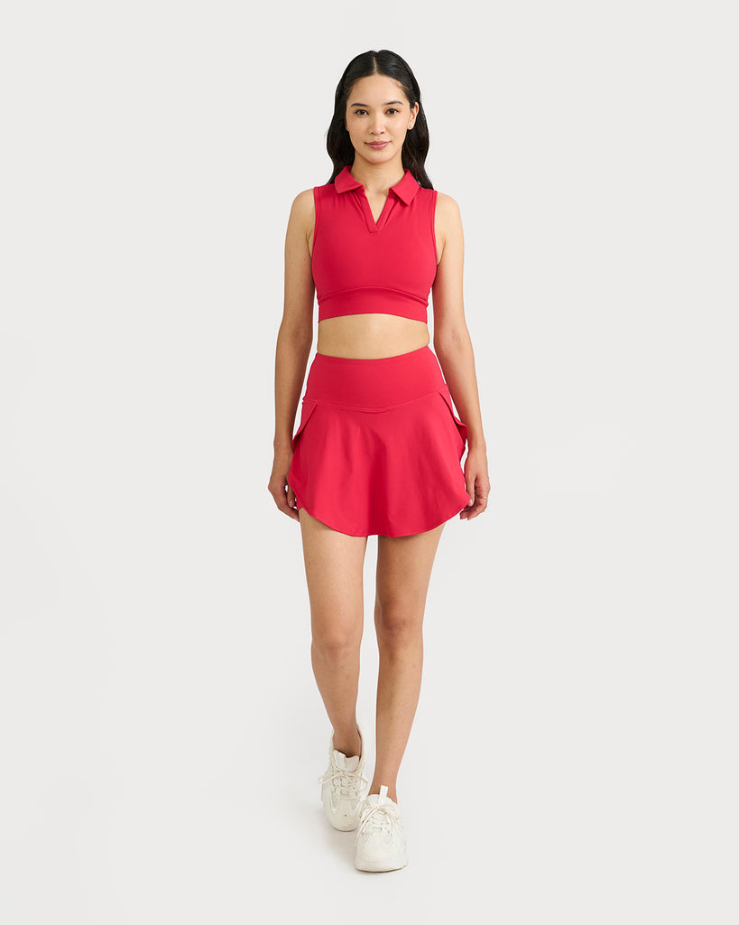 Hunnit Zen Nova Skorts & polo neck 2 in 1 Sports Bra Co-ord Set 