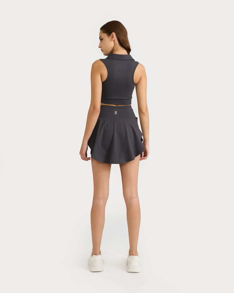 Hunnit Zen Nova Skorts & polo neck 2 in 1 Sports Bra Co-ord Set 